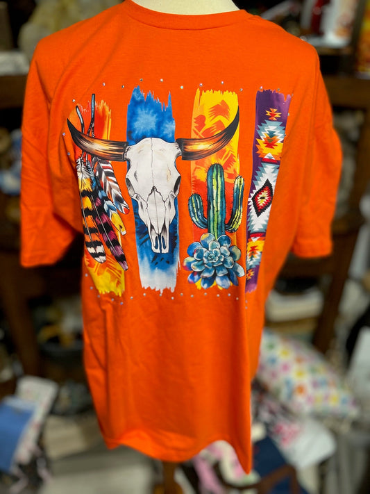 Western Themed Bull Skull Bling TShirt Cedar Hill Country Market