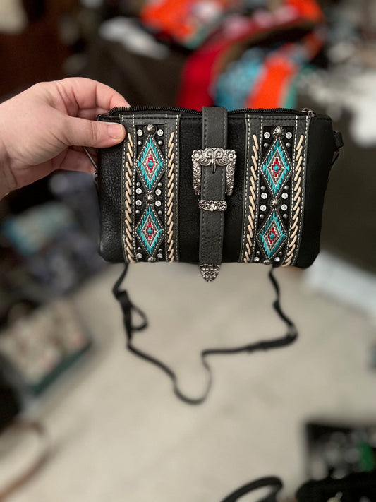 MW- Cowgirl Buckle Aztec Crossbody Handbag Cedar Hill Country Market