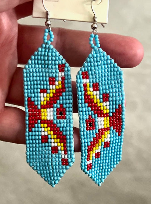 Native Aztec Free Bird Bead Banner Earrings Turquoise Cedar Hill Country Market