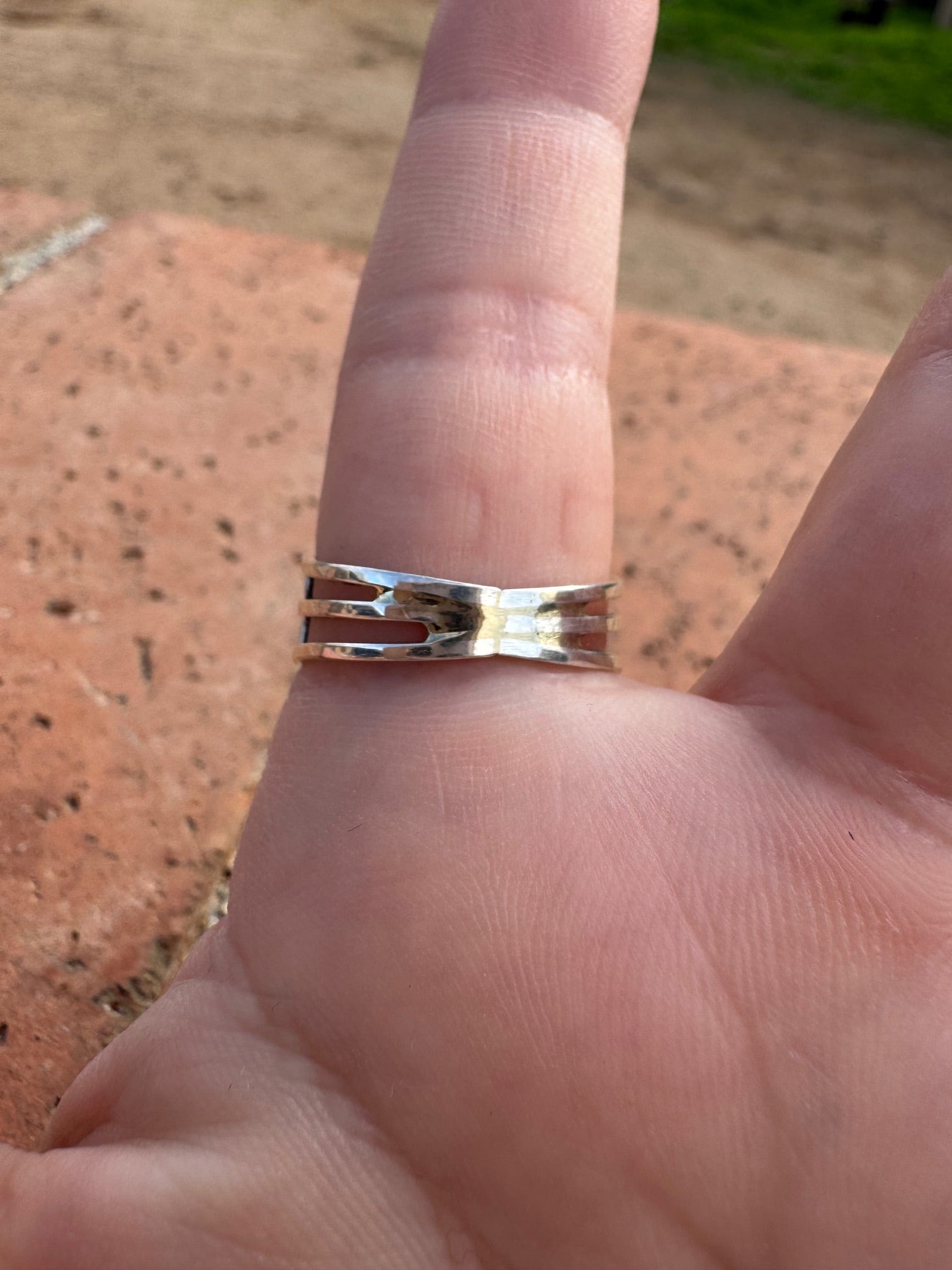 Handcrafted Sterling Silver & Hot Pink Fire Opal Double Row Inlay Band Ring Nizhoni Traders LLC