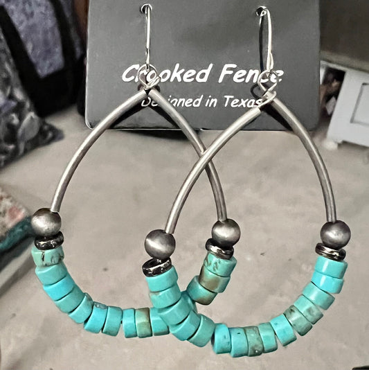 Fashion Turquoise Beaded Hoop Earrings CedarHill Country Market