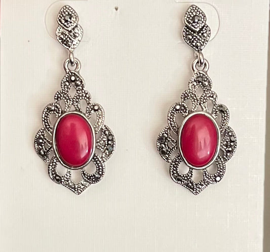 Fashion Red Western Pendant Post Back Earrings Cedar Hill Country Market