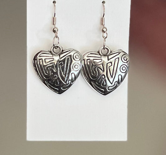 Fashion Silver Heart Tribal Earrings Cedar Hill Country Market