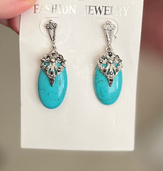 Fashion Turquoise Stone Earrings Cedar Hill Country Market