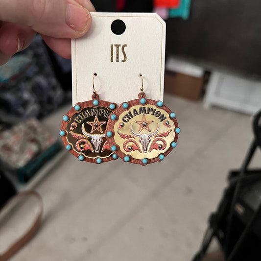 Fashion Bull Coin Mirror Earrings Cedar Hill Country Market