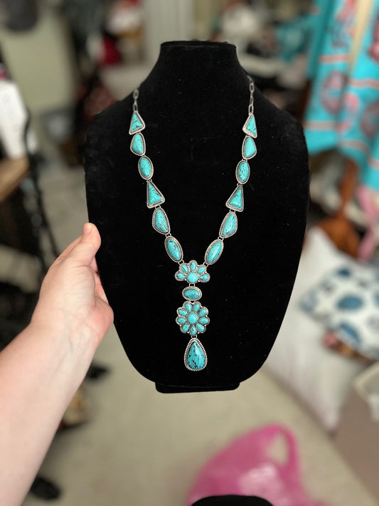 Fashion Turquoise Concho Lariat Necklace Cedar Hill Country Market