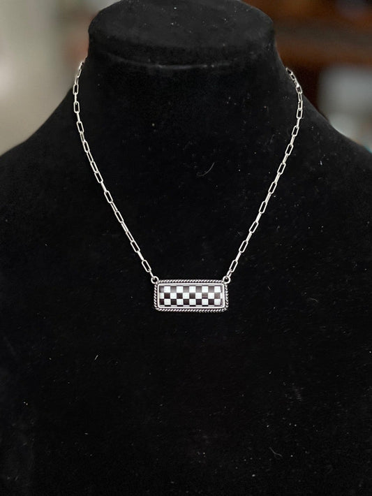 Black and White Checkered Bar Necklace Cedar Hill Country Market
