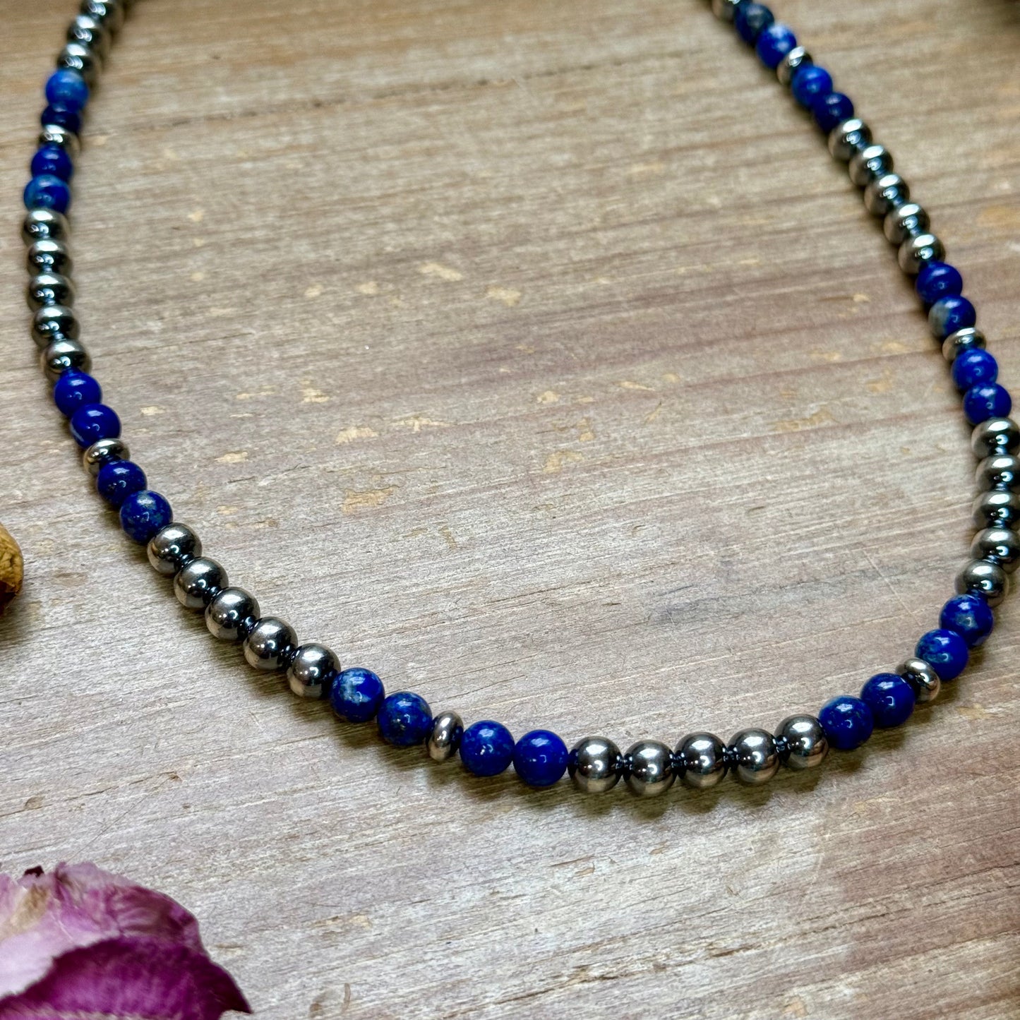 Lapis & Sterling Silver Saucer Necklace – 16” + Extender – 6 mm Lapis The Bijoux FAB Jewelry