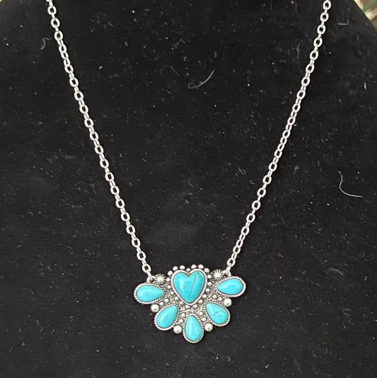Fashion Turquoise Heart Pendant Necklace Cedar Hill Country Market