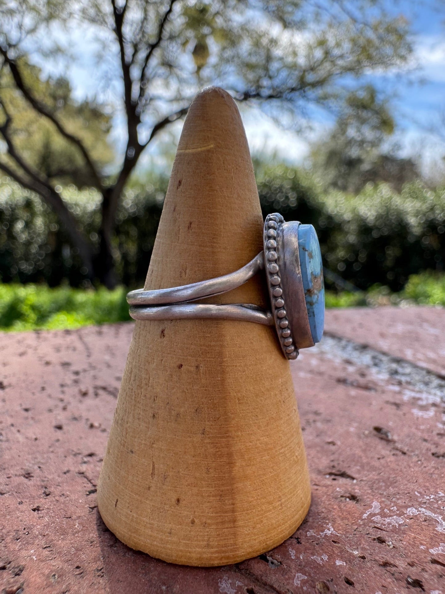 Handcrafted Teardrop Golden Hills Turquoise & Sterling Silver Ring Nizhoni Traders LLC