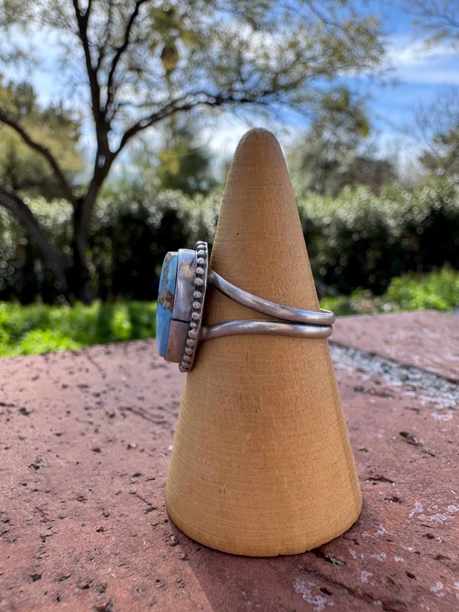 Handcrafted Teardrop Golden Hills Turquoise & Sterling Silver Ring Nizhoni Traders LLC