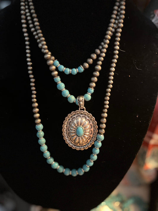 Three strand Fashion Concho Necklace Cedar Hill Country Market
