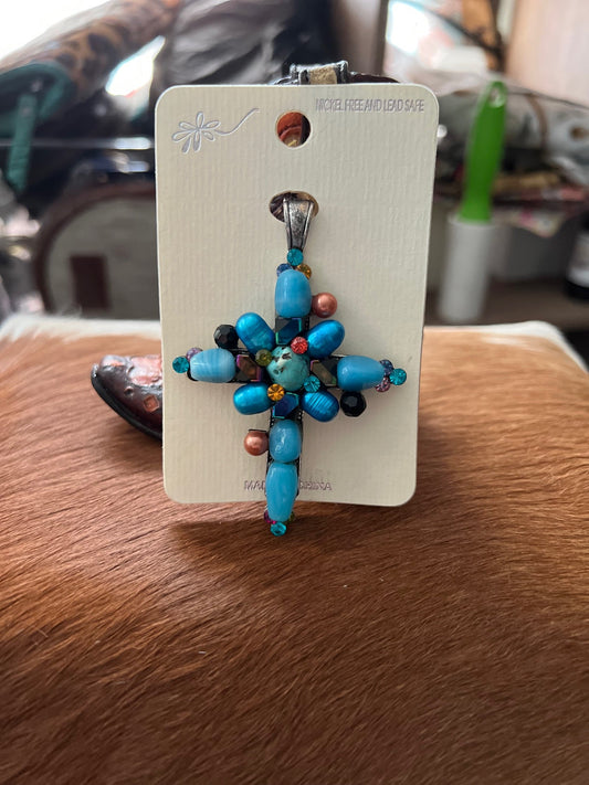 Turquoise Gem Cross with Magnetic Clasp Cedar Hill Country Market