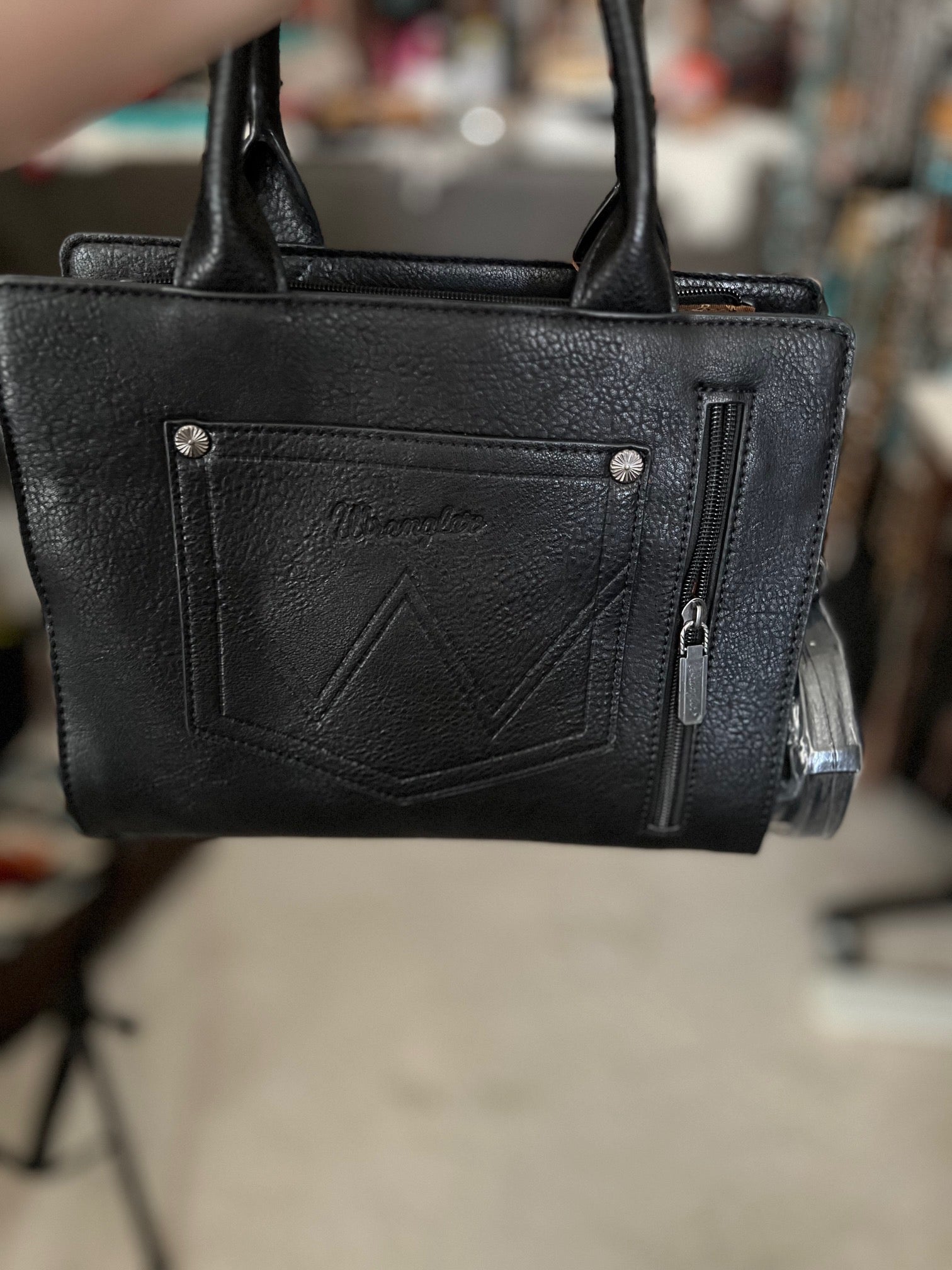 MW- Bootstitch Black Handbag with Crossbody Strap Cedar Hill Country Market