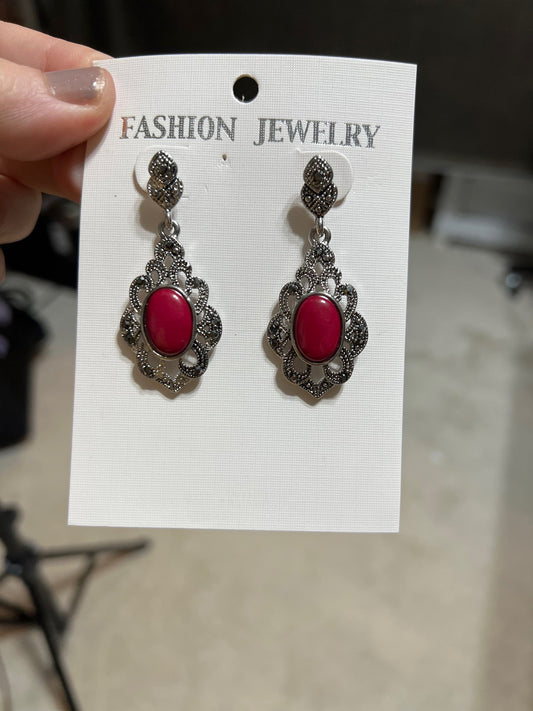Red Fashion Filigree Post Back Earrings Cedar Hill Country Market
