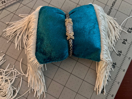 Turquoise Velvet and Fringe Cuff /Bracelet Pillows - Set of 2 Cedar Hill Country Market