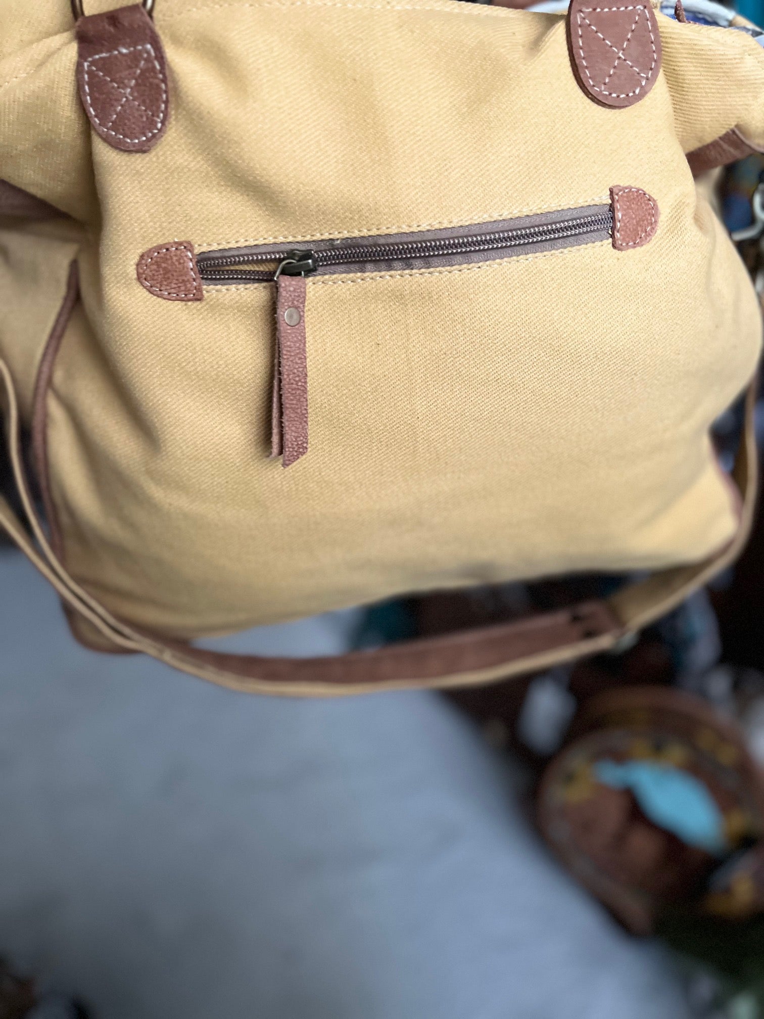 Hair on Hide Saddle Blanket & Canvas Tote with Handles and Crossbody Adjustable Strap Cedar Hill Country Market