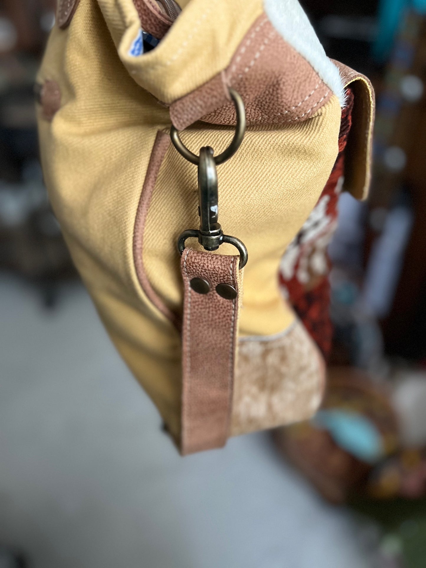 Hair on Hide Saddle Blanket & Canvas Tote with Handles and Crossbody Adjustable Strap Cedar Hill Country Market