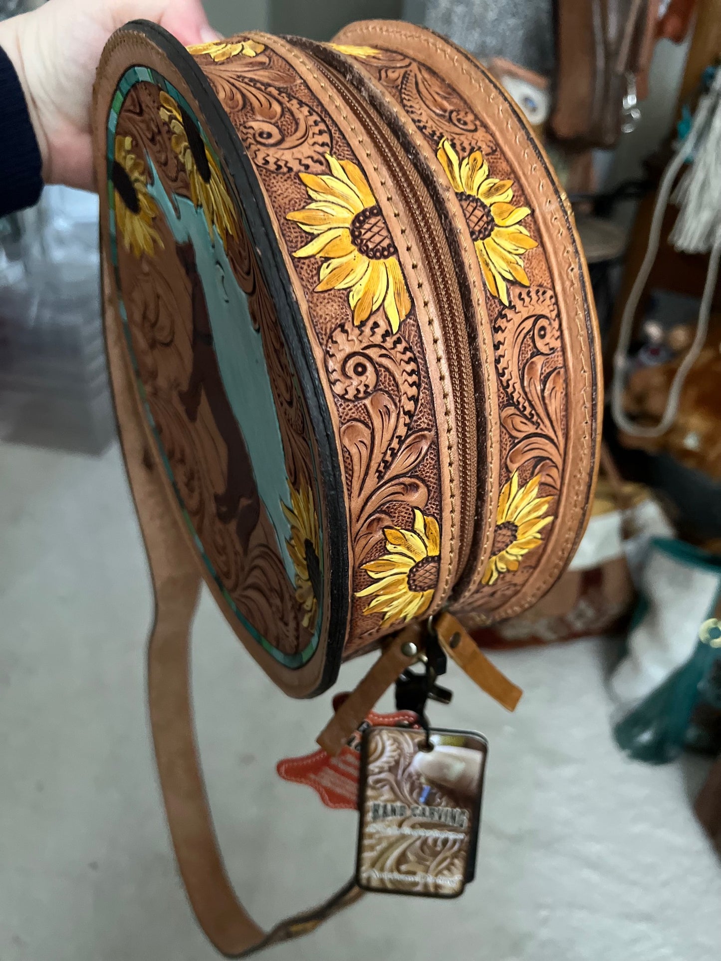 American Darling Hand Painted Horse and Sunflower Crossbody with Removable Strap Cedar Hill Country Market