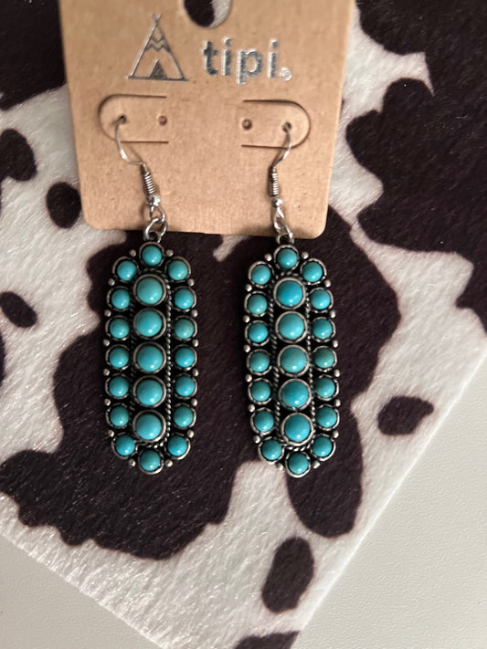 Navajo Inspired Turquoise Beaded Earrings CedarHill Country Market