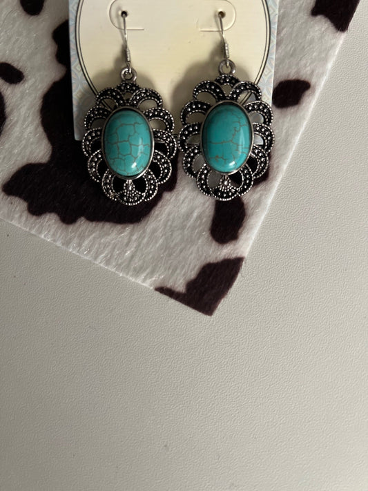 Fashion Turquoise Filigree Concho Earrings Cedar Hill Country Market