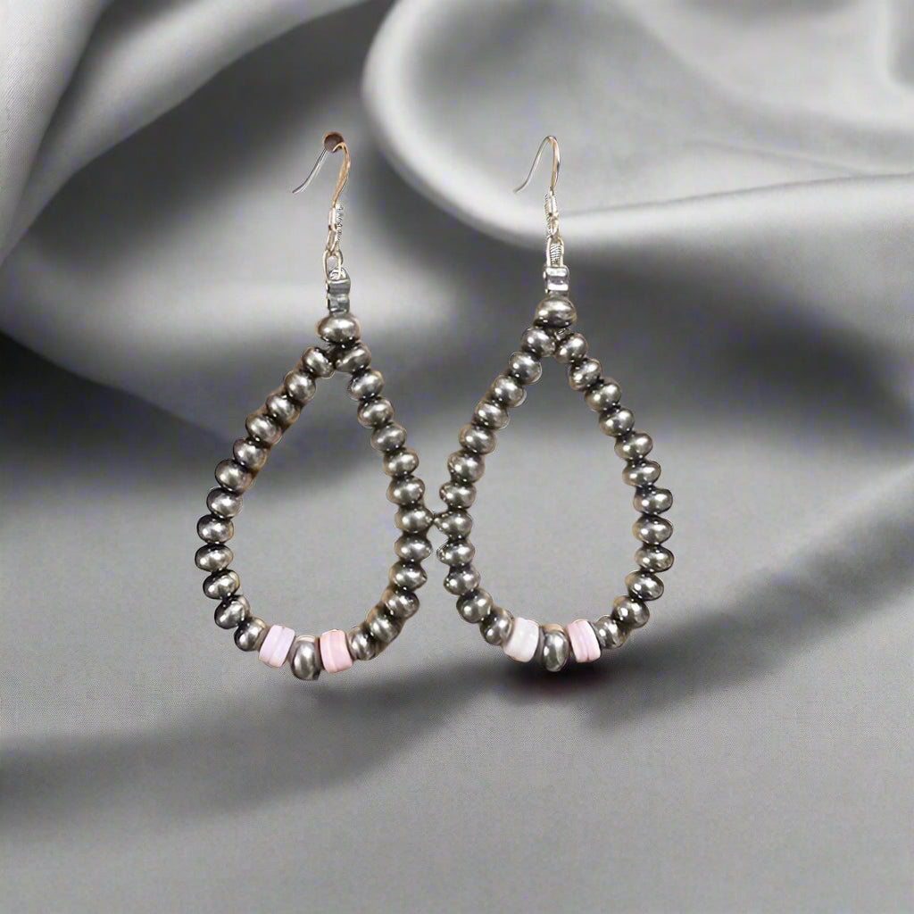 Genuine Sterling Silver Hand Strung Pearls with Pink Conch - 1051 CedarHill Country Market