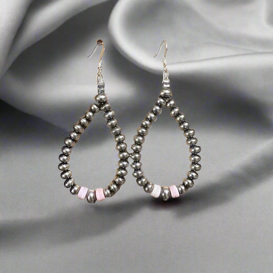Genuine Sterling Silver Hand Strung Pearls with Pink Conch - 1051 CedarHill Country Market