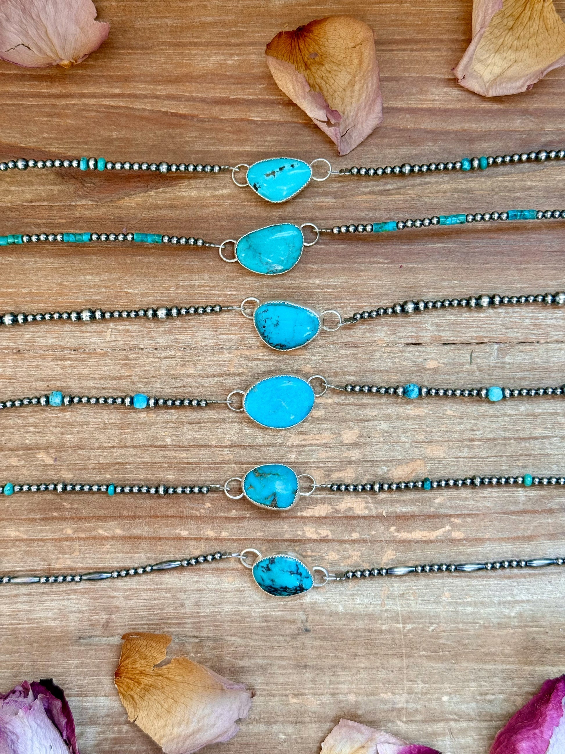 Sterling Silver Pearl & Turquoise Choker – 13” + 2” Extender – In-House Silversmithing – One of a Kind The Bijoux FAB Jewelry