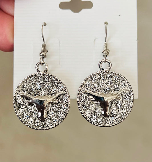 Crystal Longhorn Dangle Earrings - Multi Cedar Hill Country Market