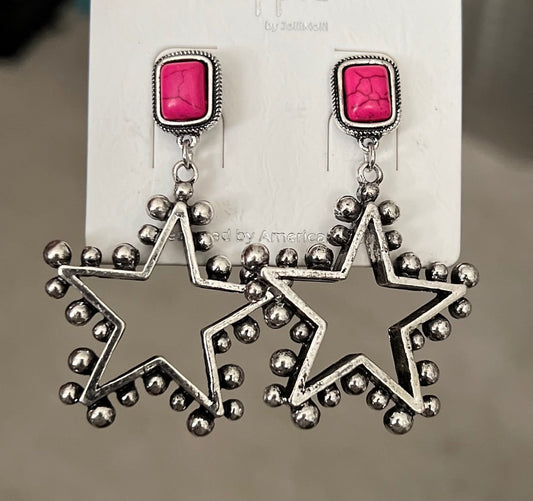 Pink and Silver Star Post Back Earrings Cedar Hill Country Market