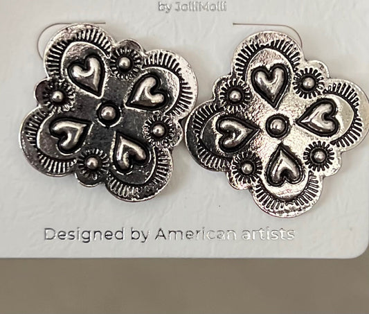 Silver Heart Push back Earrings Cedar Hill Country Market