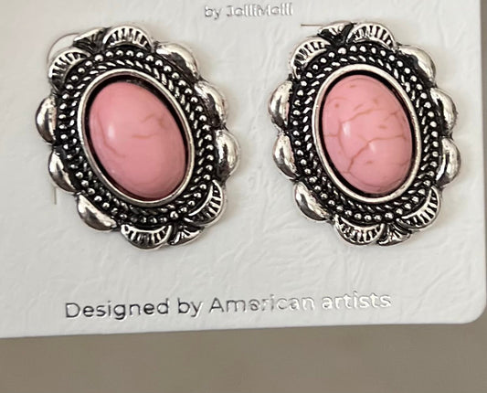 Pink Concho Pushback Earrings Cedar Hill Country Market