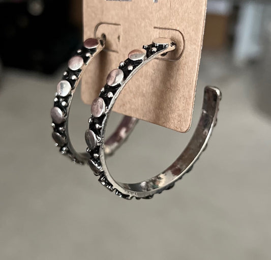 Fashion Silver and Black 2 inch Hoop Earrings Cedar Hill Country Market