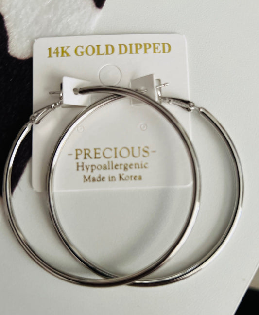 14 karat dipped Silver Hoops - Multi CedarHill Country Market