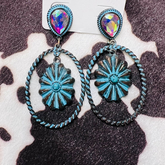 Patina AB Teardrop Hoop Style Earrings 1021 CedarHill Country Market