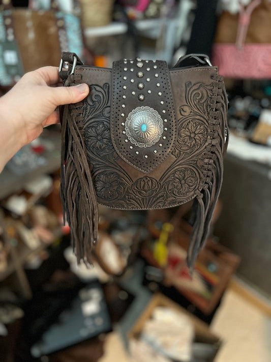 Montana West Brown Fringe Concho Crossbody Handbag Cedar Hill Country Market