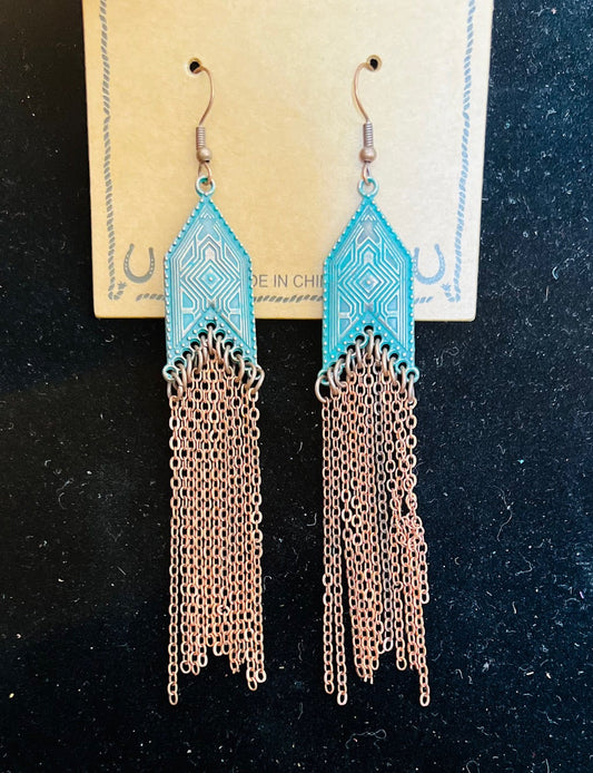 Rustic Couture's Copper and Patina Chain Earrings 1019 CedarHill Country Market