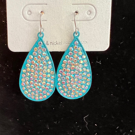 AB Stone and Turquoise Teardrop Earrings 0986 CedarHill Country Market