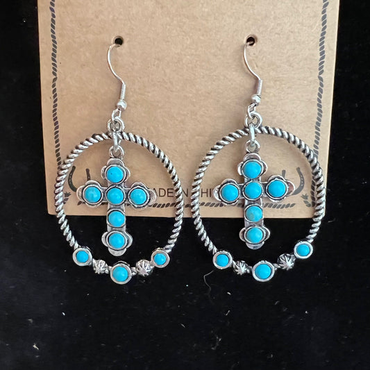 Rustic Couture's Cross Hoop Earrings 1017 CedarHill Country Market