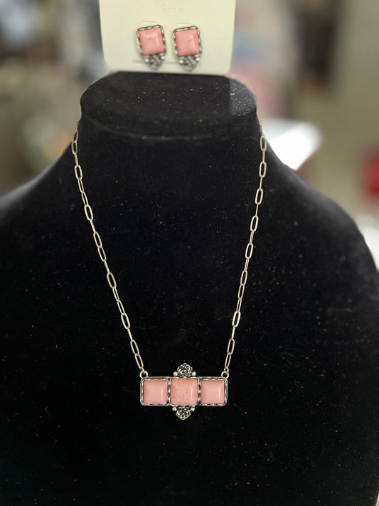Pink Posie Necklace Set 0709 CedarHill Country Market