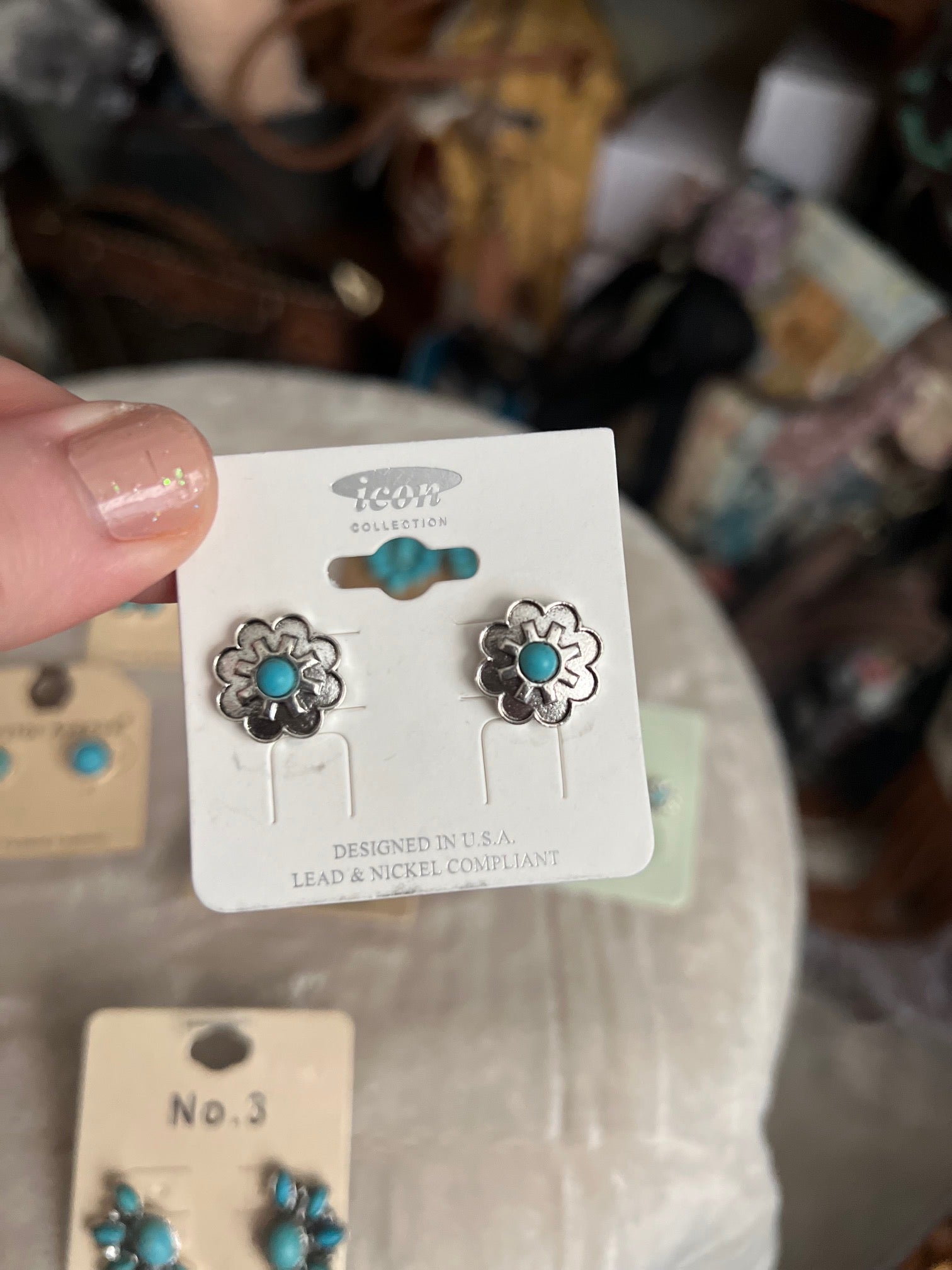 Western Turquoise Stud Earrings - Variety CedarHill Country Market