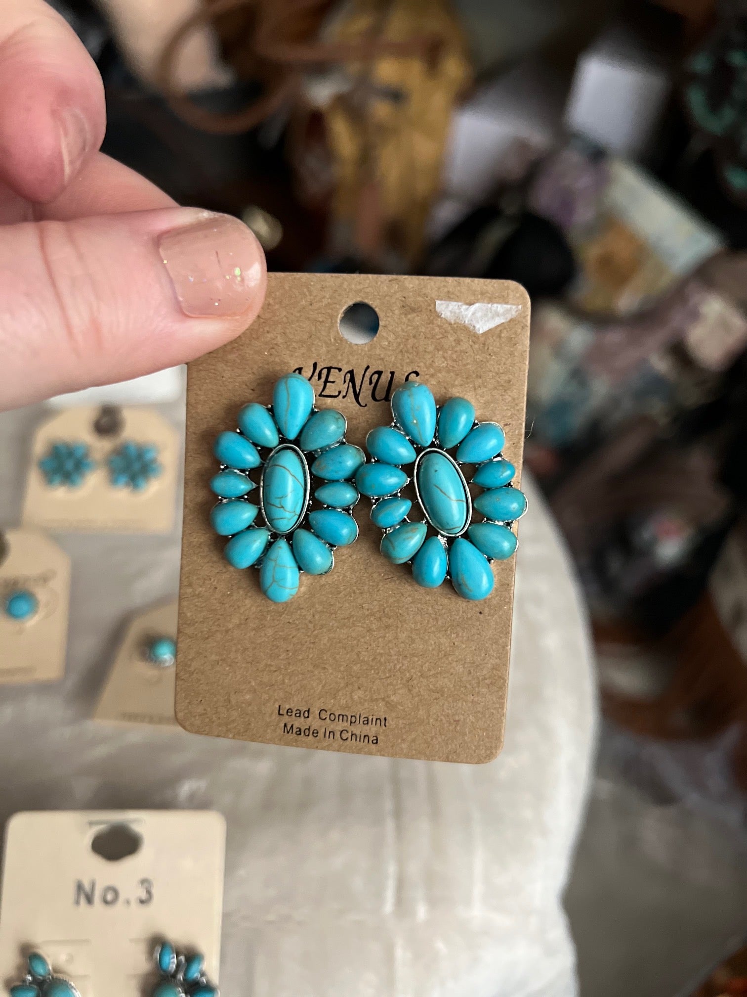 Western Turquoise Stud Earrings - Variety CedarHill Country Market