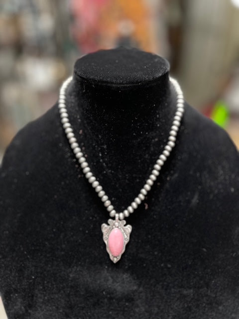 Native Inspired Pink Stone Arrowhead Necklace CedarHill Country Market