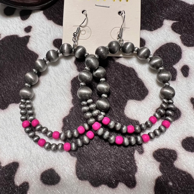 Navajo Inspired Fuchsia Pearl Earrings Cedar Hill Country Market