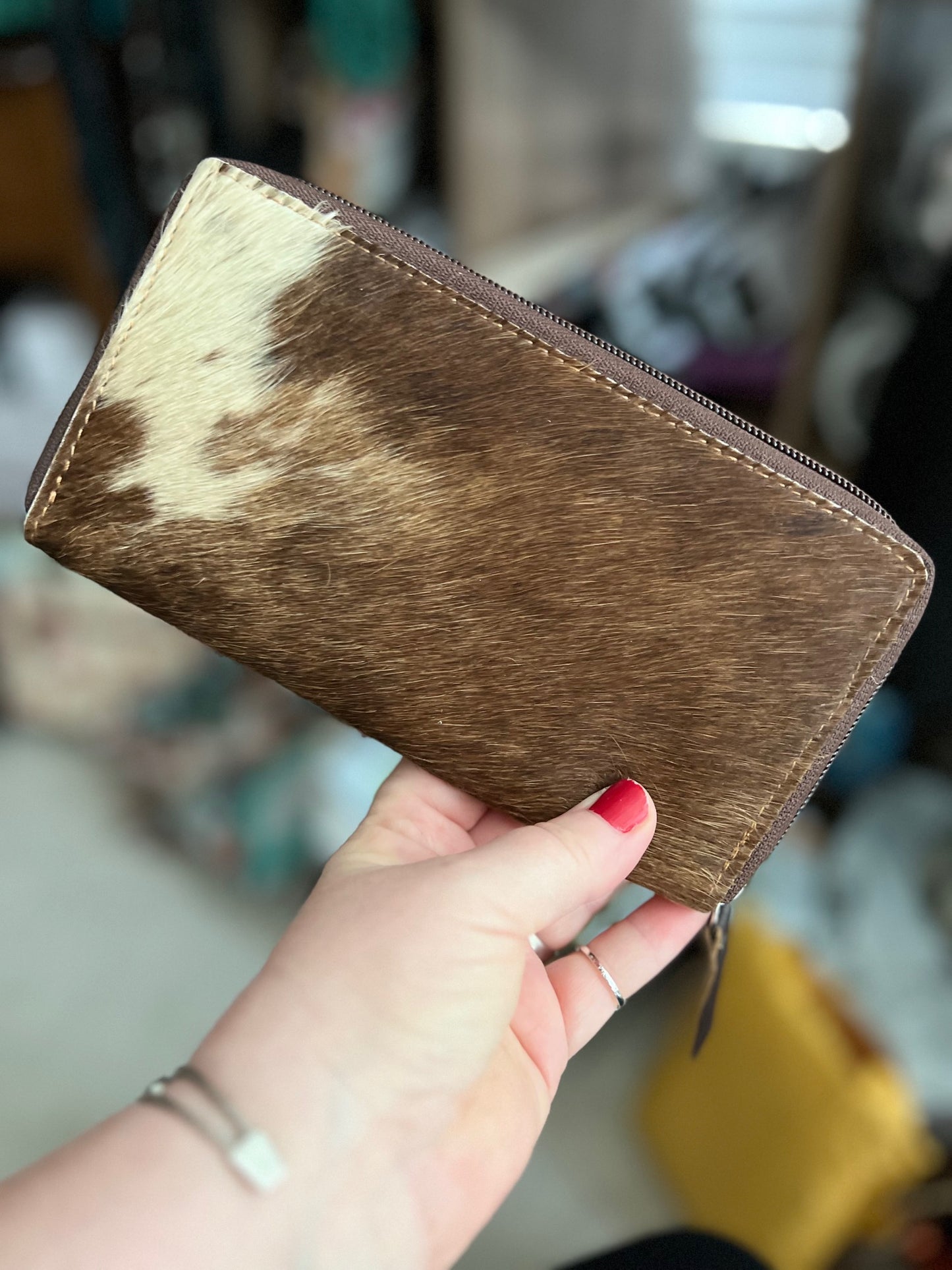 Cowhide Zipper Full Size Wallet Cedar Hill Country Market