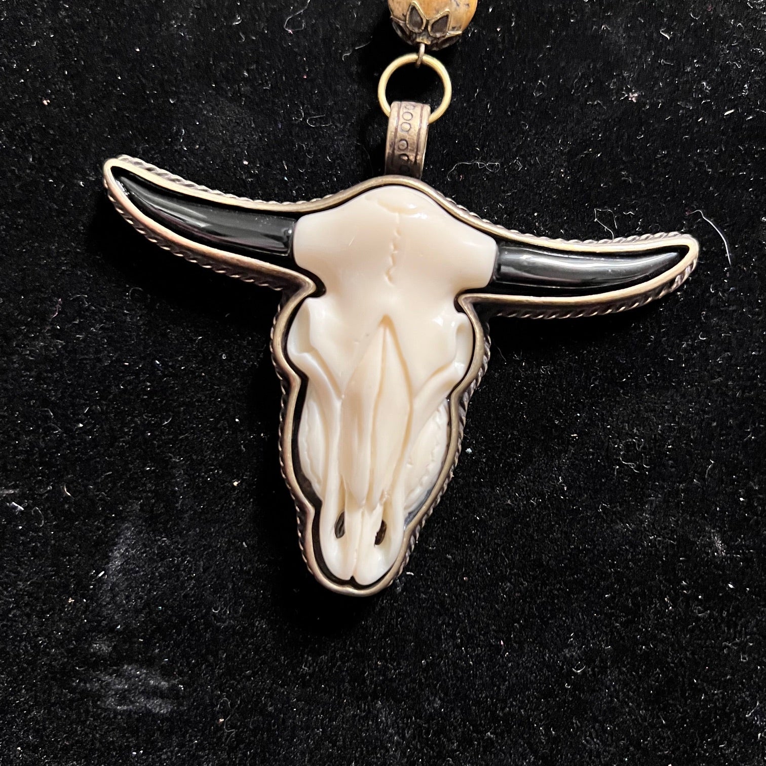 Tibetan Hand Carved Bone Steer Head Pendant Necklace Cedar Hill Country Market