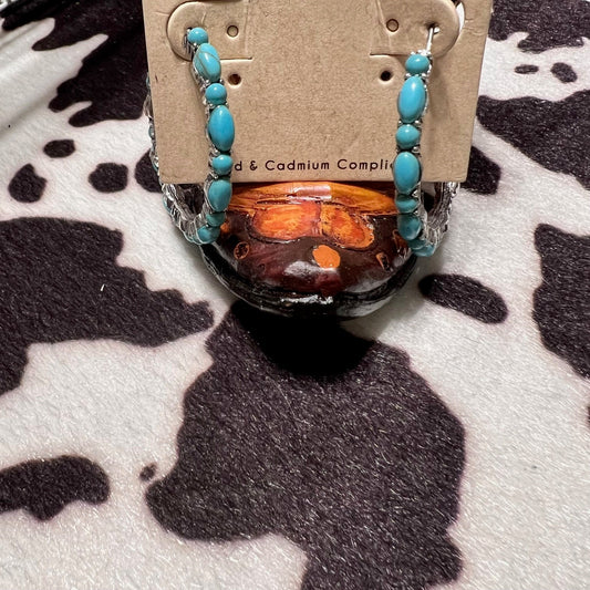 Turquoise Beaded Hoop Earrings Cedar Hill Country Market