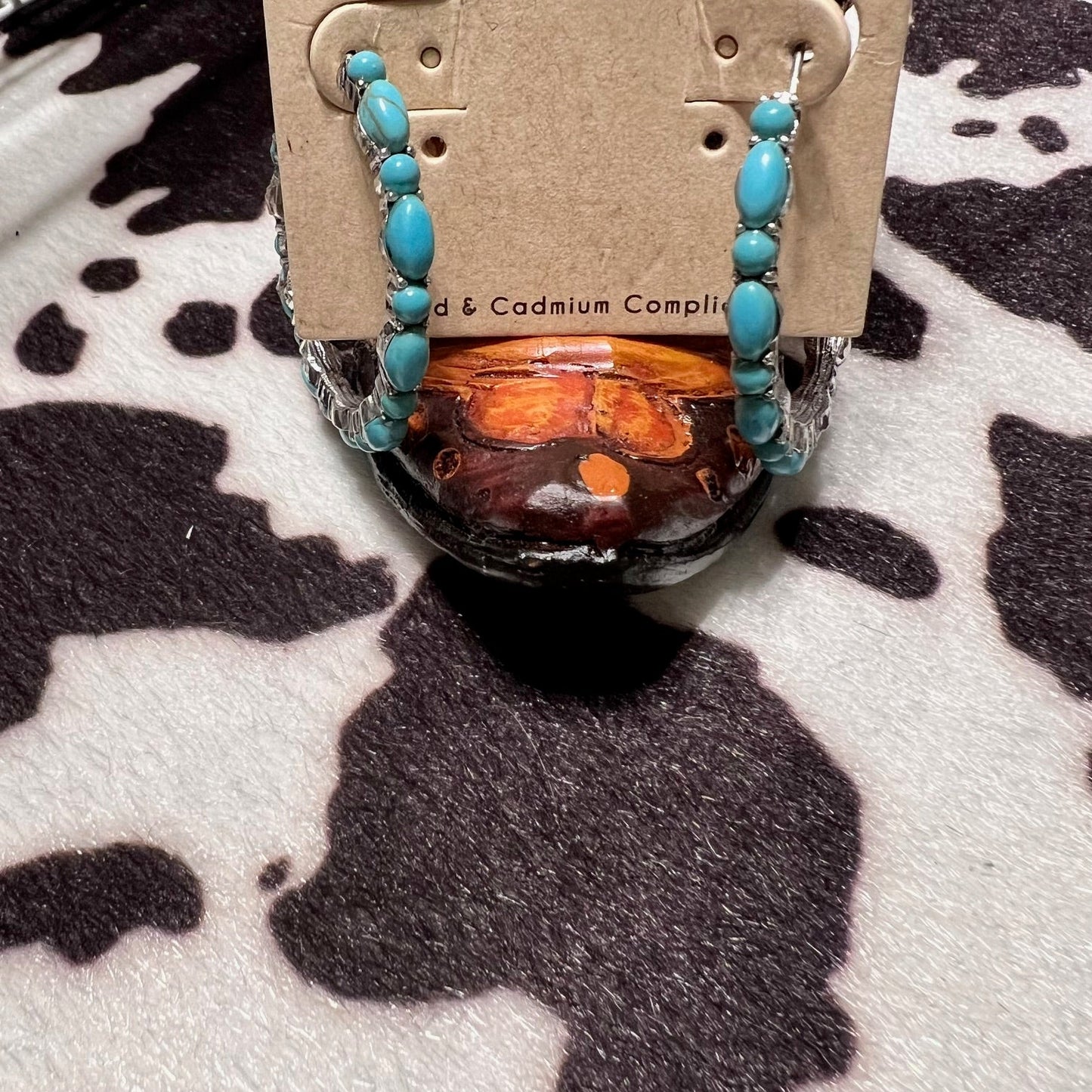 Turquoise Beaded Hoop Earrings Cedar Hill Country Market