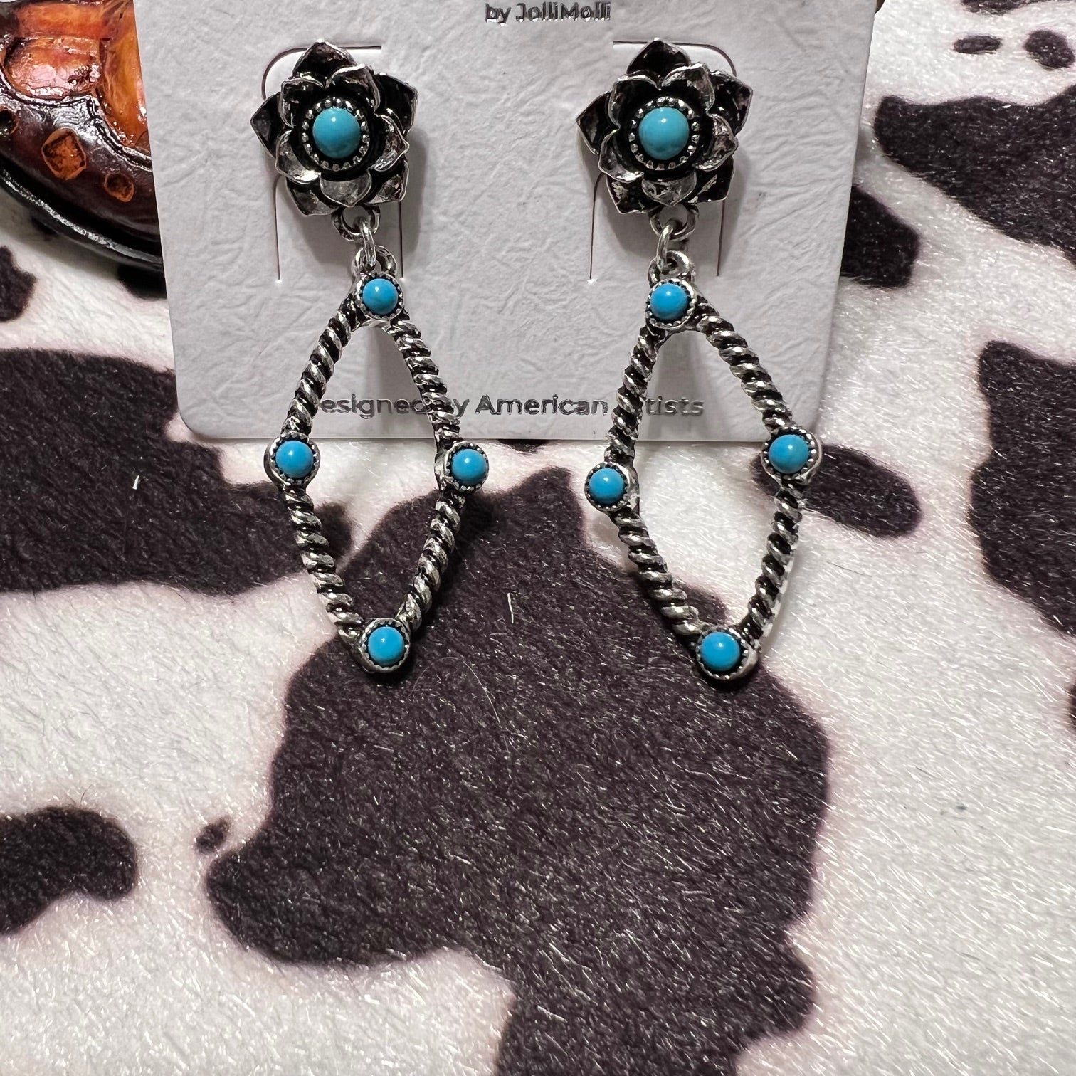 Floral Diamond Studded Post Back Earrings Cedar Hill Country Market