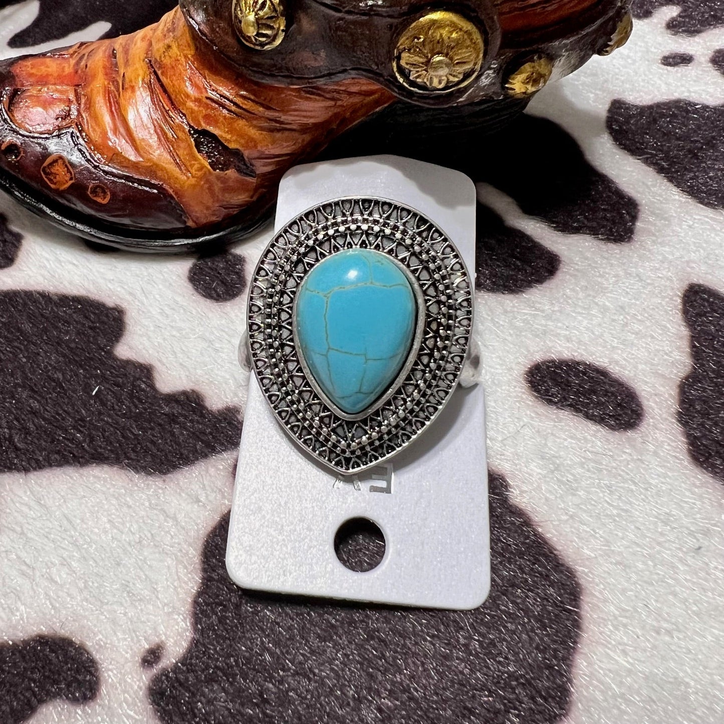Fashion Turquoise Stone Stretch Ring - Multi Cedar Hill Country Market